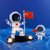 微型小颗粒拼装接积木兼容乐高拼图成人益智玩具太空人宇航员摆件(HC9078国旗宇航员透明白(带彩灯) 默认版本)
