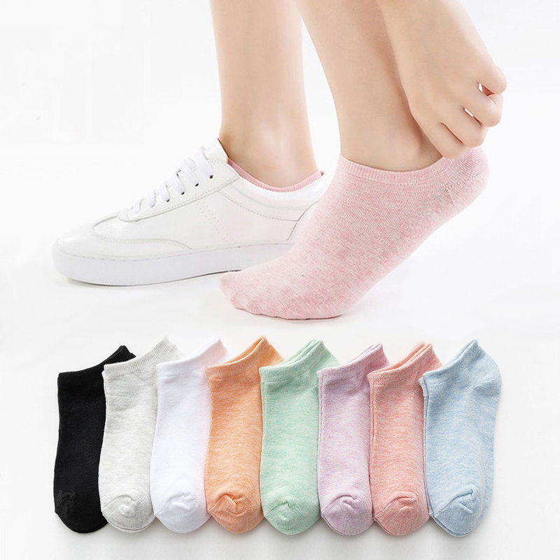 初愫10双装春夏季浅口棉质彩色清新糖果女士短袜10色混装均码