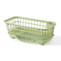 厨房置物架碗碟筷勺收纳架滤水篮沥水架塑料餐具收纳盒收纳筐碗柜(绿色 默认版本)
