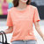字母刺绣纯棉t恤女短袖宽松新品大码女装圆领半袖体恤上衣潮(XL LL812#橘粉色)