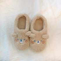 SUNTEK可爱！棉拖鞋女2021年新款冬季家居室内棉拖情侣毛棉鞋包跟拖鞋冬(40-41 新款-小熊棉拖（包跟款）)