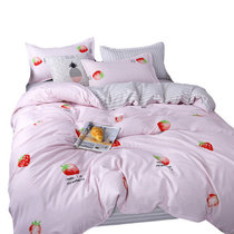 静霞床品套件双人床单单人床单单人三件套双人四件套(草莓甜甜)