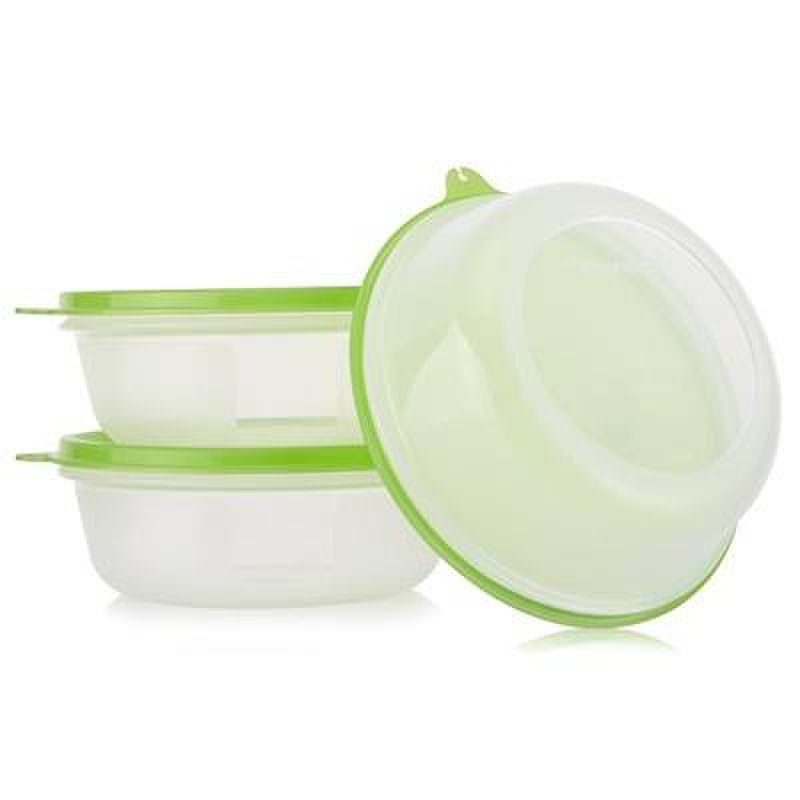 特百惠 tupperware密封圆碗圆罐3件套 绿色储物罐