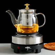 加热煮茶器套装耐热养生花茶壶玻璃煮茶壶小电热炉家用电茶壶茶具(茶壶+电热炉 710毫升蓝把鼓壶)