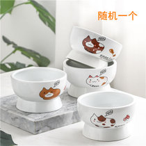 宠物陶瓷碗可爱猫碗高脚陶瓷猫粮碗水碗宠物碗防颈椎病猫食盆防翻(胖猫系列随机)