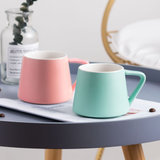 松发瓷器情侣对杯陶瓷咖啡杯粉色+浅绿（两个装） 环保材质  情侣对杯