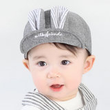 牛奶朋友婴儿帽春秋太阳帽棒球帽兔耳儿童鸭舌帽防晒宝宝帽新品(灰色 46号帽围（44-46cm）)