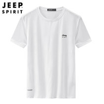 Jeep吉普速干衣男户外运动短袖T恤清凉轻薄透气冰丝吸汗宽松大码半袖体恤衫(XH5644白色 M)