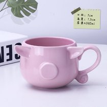个性潮流复古马克杯陶瓷男女牛奶家用礼品水杯办公室定制做茶杯子(粉红色 73号 小猪如图发)