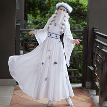 影视古装女白色还珠格格抖音同款香妃衣服含香蒙族飘逸cos秋汉服(白色 M)
