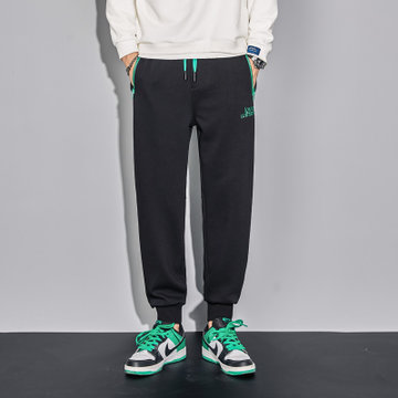 posirthe裤子男士春秋季纯棉运动裤男宽松纯棉束脚裤休闲长裤男卫裤九