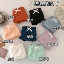 SUNTEK内裤少女裆夏季薄款低腰女生可爱日系纯欲纯色女士三角裤(均码 （95-115斤左右） 3条蝴蝶结款自选颜色备注留言 若无备注随机发货)