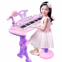 奥智嘉儿童电子琴带麦克风女孩早教钢琴弹唱录三合一 国美超市甄选