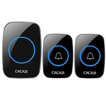CACAZI卡佳斯 A10二拖一交流数码门铃无线家用智能远距离电子遥控 老人呼叫器 防水无线门铃(黑色)