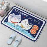 卧室厨房卡通地毯吸水脚垫卫生间卡通可爱厕所垫浴室防滑垫地垫(卡通猫咪大海 40cm*60cm)