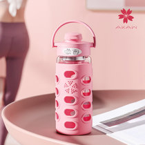 日本AKAW爱家屋蜂巢玻璃杯男女网红学生便携创意花茶果汁随手杯(樱花粉-500ML)