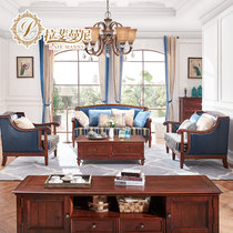 拉斐曼尼 KS021 美式乡村复古真皮沙发组合欧式实木油蜡皮艺三人位小户型客厅家具(沙发 三人位)