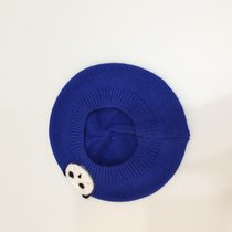 SUNTEKins秋冬新款韩版婴幼儿童洋气针织帽贝雷帽子宝宝柔软画家毛线帽(约7个月-4岁（46-52cm）有弹性 宝蓝色（卡通）)