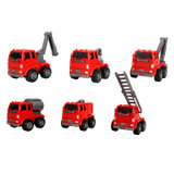 酷米玩具 消防车玩具挖掘机推土车小汽车仿真模型套装宝宝婴儿玩具 6只装 KM3049(红色)