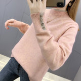 女式时尚针织毛衣9580(粉红色 均码)
