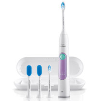 飞利浦（PHILIPS）电动牙刷HX6616 成人充电式牙龈护理型声波震动牙刷带舌苔清洁刷 浅紫色(HX6616/51)