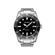 宝柏士（BLWRX）300米防水BL112223精工机械机芯男款手表(黑面银钉)