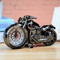 摩托模型摆件定时闹钟创意学生个性床头钟卧室复古怀旧摩托车时钟