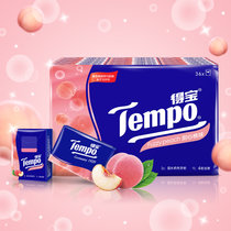 得宝(Tempo)甜心桃味手帕纸迷你4层7张*36 加厚小包纸巾 甜心桃味