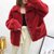 外套女2021秋冬新款洋气开衫颗粒绒加厚外套时尚韩版韩版宽松(均码 红色)