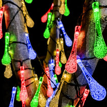 LED太阳能小彩灯户外防水满天星圣诞灯串阳挂件台花园庭院装饰灯(8厘米水滴-彩色 太阳能-5米20灯【双模式】)