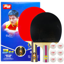 红双喜三星级乒乓球拍横直拍套装T3（附乒乓球） 国美超市甄选