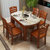 大理石餐桌椅组合小户型家用折叠桌子可伸缩圆桌饭桌圆形实木餐桌(海白色)