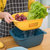 双层撞色沥水篮家用双层洗菜篮厨房多用蔬果篮创意双色滤水篮(1064方形玫红 10米2个装)