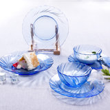 DURALEX多莱斯 法国进口 钢化玻璃双人碗碟6件套浅蓝花纹(浅蓝色)