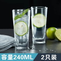 青苹果玻璃杯套装家用客厅耐热早餐牛奶果汁泡茶杯啤酒杯喝水杯子(【2只装】240ml高款四角)