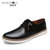 摩洛羊新品牛皮系带舒适低帮时尚休闲商务皮鞋355(单鞋黑色 41)