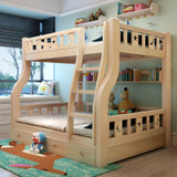 鸿邦实木双层床双层子母床高低床上下床儿童带储物床(直梯款 上100下120cm)