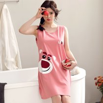 SUNTEK夏季背心裙女士胖MM加肥加大码睡裙夏天孕妇女睡衣群4XL(Y7113#)