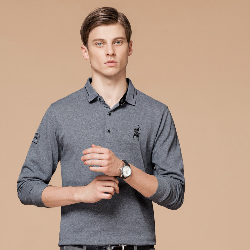 polo衫传奇保罗polo衫长袖商务休闲经典绣翻领网球有领透气t恤男m3xl