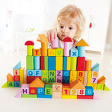 Hape拼搭宝宝玩具进口榉木80粒数字字母盒装 E80221岁+ 国美超市甄选