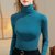 MISS LISA纯色打底衫女秋冬女装内搭高领基础款修身长袖t恤上衣301255(蓝色 M)