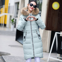 邑概念 羽绒棉服女大衣2017冬季韩版棉衣女中长款修身棉袄外套(浅绿色 XL)