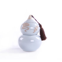 陶瓷茶叶罐大号密封罐哥窑茶罐茶叶储存罐茶罐茶缸包邮(哥窑白葫芦茶叶罐)