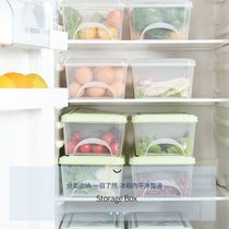 抽屉式食品级水果收纳保鲜盒厨房冰箱家用加厚塑料储物密封冷冻盒(升级 加厚【北欧绿】-买二送二【共发4个】)