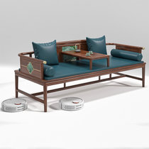 罗汉床新中式 乌金木茶桌椅组合推拉床榻 客厅沙发床塌椅小户型实木家具(定制尺寸材质（详情联系客服）)