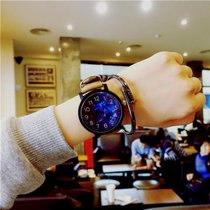 后来的我们 个性韩国时尚大表盘中学生潮流手表新款创意星空文艺时装男表抖音情侣情人礼物日系 基利(基利星空款咖带(送表盒+电子))