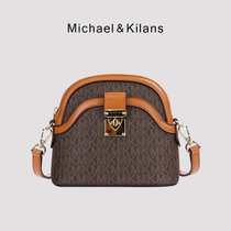 MICHAEL&KILANS 品牌包包女包新款老花单肩包复古百搭斜挎手提水桶包B1210818(咖啡色)
