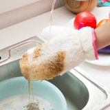 红凡 竹纤维洗碗手套厨房用品刷碗加绒加厚冬季保暖防水家务清洁抹布(单只装)