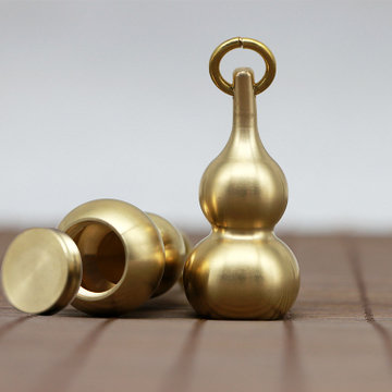 葫芦钥匙扣男实心纯铜手工个性创意钥匙链单个大号空心铜葫芦默认版本