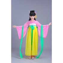 古装服装仙女清新淡雅大唐襦裙汉服女中国风礼儿童仙女裙(170)(粉加黄)